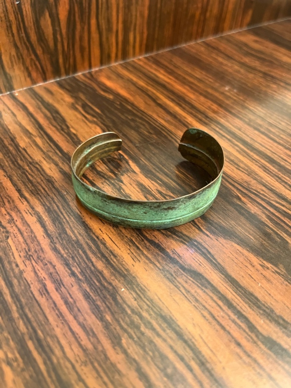 Patina Brass Cuff Bracelet - Green Patina
